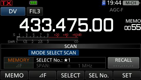 IC705 scan select mode