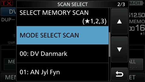 IC705 scan select mode valg