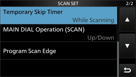 IC705 scan temp skip timer set 1