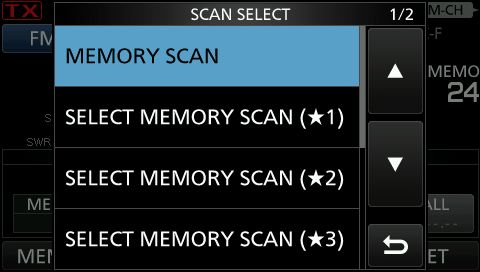 IC9700 select memory scan