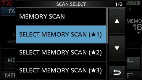 IC9700 select memory stjerne scan