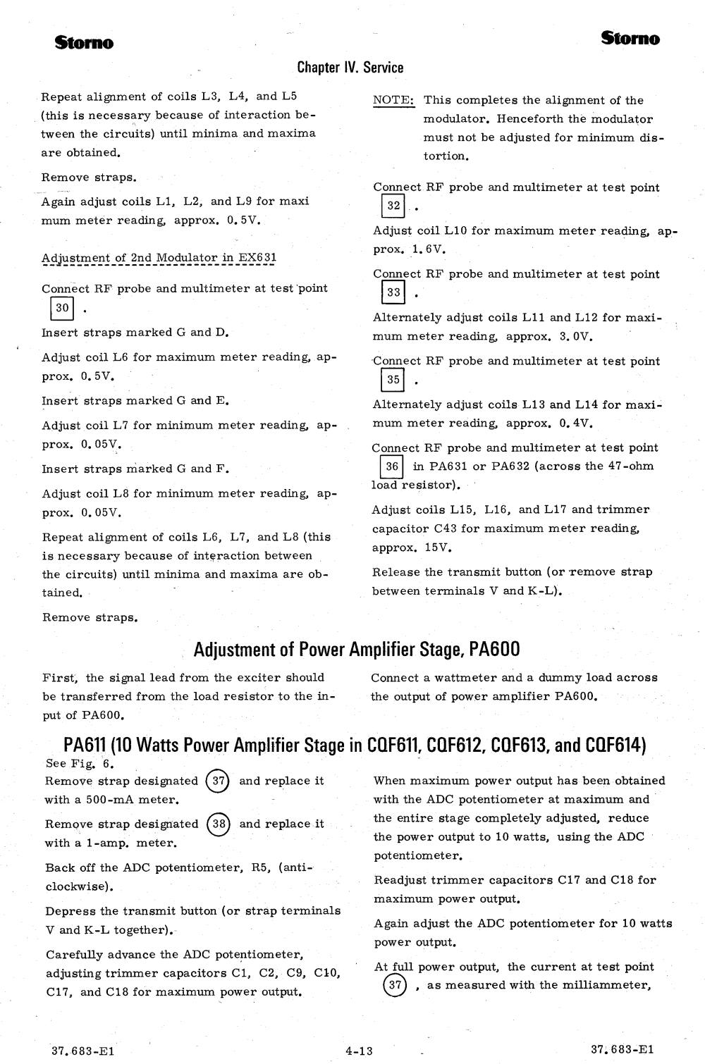 CQF600 Adjustment